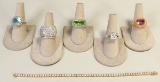 5 Fashion Rings & Bracelet, Various Sizes