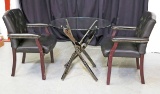 Glass Top Contemporary Table w/ Two Arch Chairs