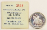 Heraldic Art .925 Fine Silver 1964 Founding of St. Louis Commemorative Medallion