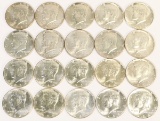 20 Kennedy Silver Half Dollars; 10 1964-P, 10 1964-D