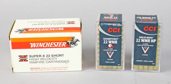 Assorted .22 Ammo - Winchester Short & CCI .22 WMR, 600 Rds.