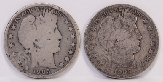 1905 & 1906-D Barber Half Dollars