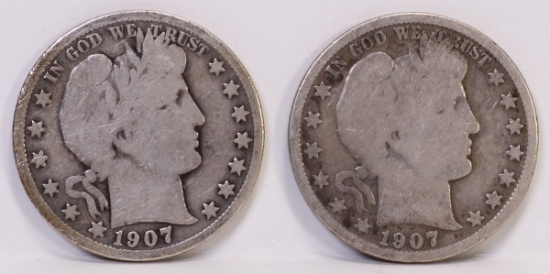 1907 & 1907-D Barber Half Dollars
