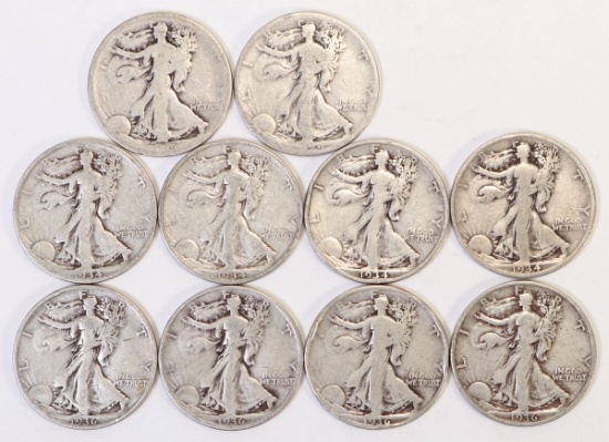 10 Walking Liberty Half Dollars Various dates/Mints