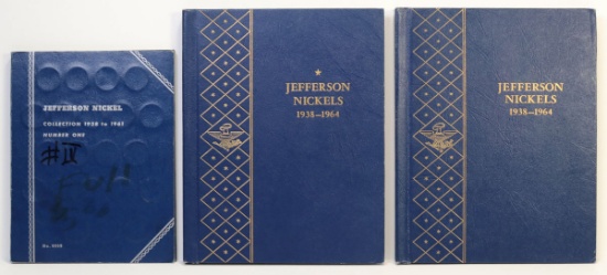 3 Jefferson Nickel Books, 1938-1961 & 2 1938-1964