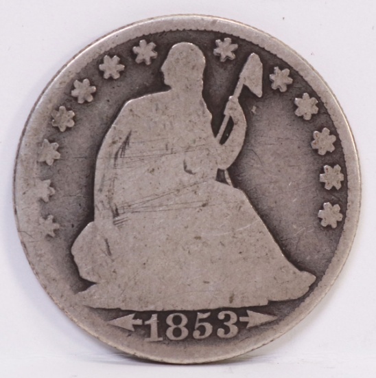 1853-O Seated Liberty Half Dollar W/Arrows & Rays