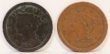 1843 &1854 Large One Cent