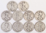 10 Walking Liberty Half Dollars Various dates/Mints