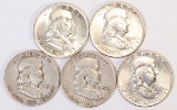 5 Franklin Silver Half Dollars