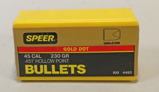 Speer 45 Cal 230 GR .451 Hollow Point Bullets
