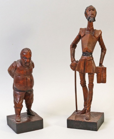 Hand Carved Wooden Don Quixote & Sancho Panza