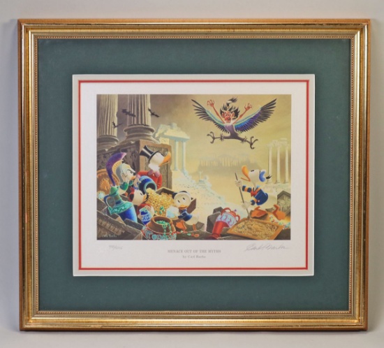 Disney Signed Litho "Menace Out of the Myths" by Carl Barks