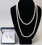 2 Beautiful Pearl Necklaces & Pair of Pearl Earrings