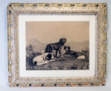 Framed Antique Dog Print