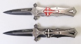 2 Tac Force Cross Dagger Style Spring Assisted Folding Knives
