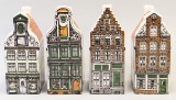 4 Old Dutch Handpainted Houses,  Made In Holland