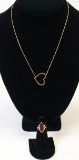 10K Ring W/Brownish Stone & 14K Necklace