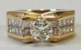 Ladies 14k Gold & Diamond Engagement Ring w/ 1 Carat Center Stone, Sz. 6.5