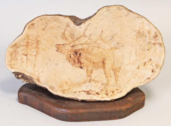 H. Wivell Mushroom Conk Elk Carving