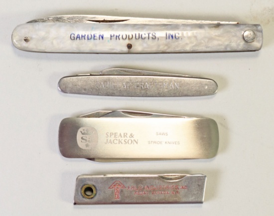 4 Advertising Knives; Cadillac Craftsman(Schrade), Spear & Jackson(EKA) &