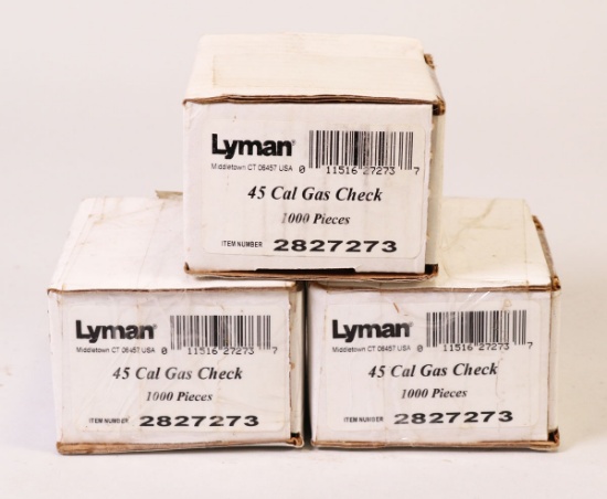 3 Lyman 45 CAL Gas Checks, Qty: 1000 Ea., #2827273