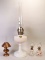 Milk Glass Oil Lamp & 3 Miniature Oil Lamps