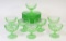 Green Depression Glass Sherbet & Plates, by Hazel Atlas, 16pc Set