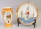 L & Sons Hanley LTD Bird Vase Made in England & Lusterware Plate, Japan