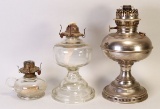 Silver Colored Rayo Oil Lamp & 2 Glass Oil Lamps
