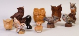 Wooden Hand Carved Owl Figurines