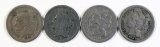 4 Liberty Head Three Cent Nickels; 1866,1867,1874,1881