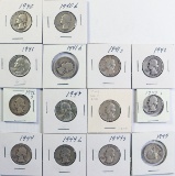 14 Washington Silver Quarters; Various Dates/Mints