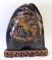 Chinese Black Carved Scholar Rock w/Wooden Stand