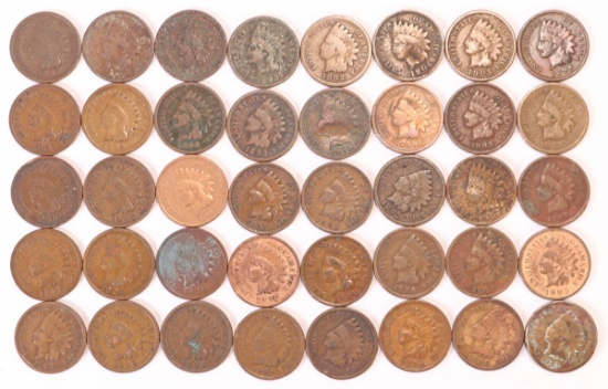 40 +/- Indian Head Pennies, Various Dates/Mints