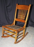 Vintage Spindle Back Oak Rocking Chair