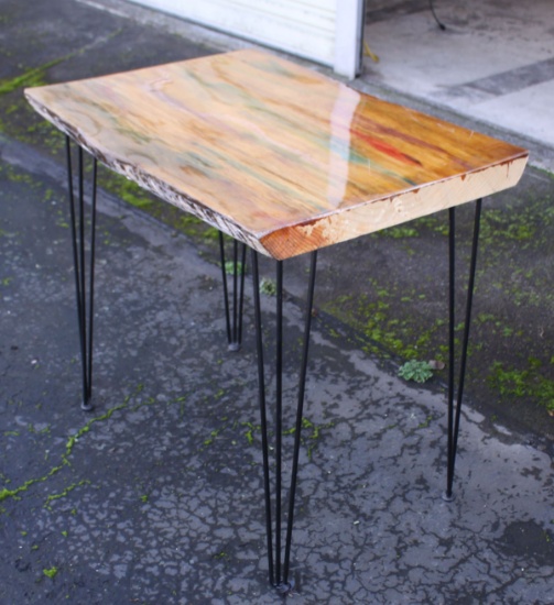 Stained Slab Table w/ Iron Legs
