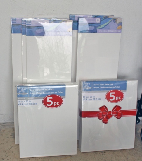 5 Qty. 12" x 36" Canvases, 10 Qty. 16" x 20" Canvases