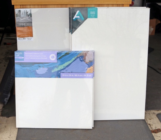 6 Assorted Canvases: 36" x 36", 36" x 24", 24" x 24"