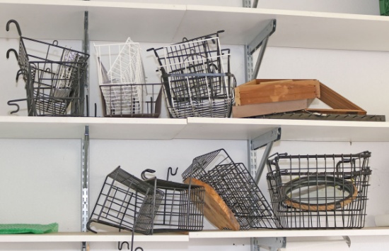 Assorted Hanging Baskets, Frames, Hooks, Etc.