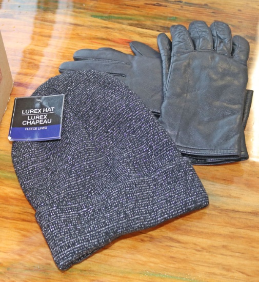 Ladies Leather Gloves & New Cap