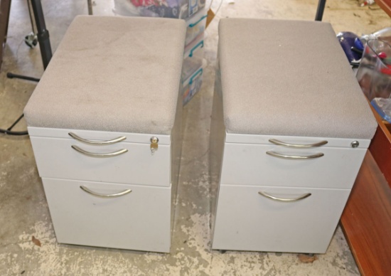 2 Padded Top  Metal Storage Cabinets