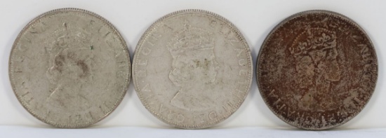 3 1964 Elizabeth One Bermuda Crown Silver Coins
