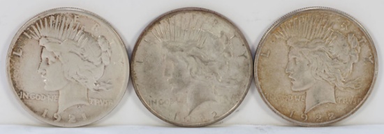 1921-P, 1922-P & 1922-S Peace Silver Dollars