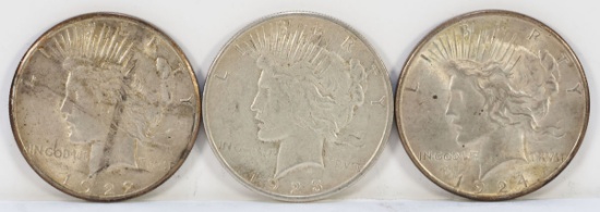 1922-S, 1923-S &1924-P Peace Silver Dollars