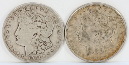 2 - 1921-S Morgan Silver Dollars