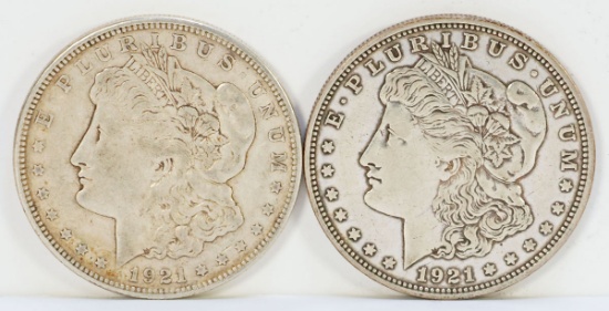 2 - 1921-D Morgan Silver Dollars