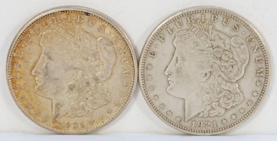 2 - 1921-S Morgan Silver Dollars