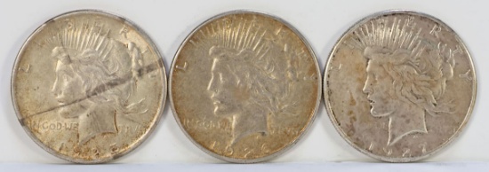 1925-P, 1926-S & 1927-S Peace Silver Dollars