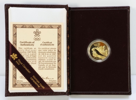 1987 Proof Canada Olympic $100, .5833 Gold