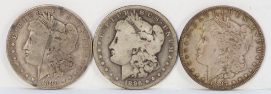 1890-O, 1896-O & 1897-P Morgan Silver Dollars
